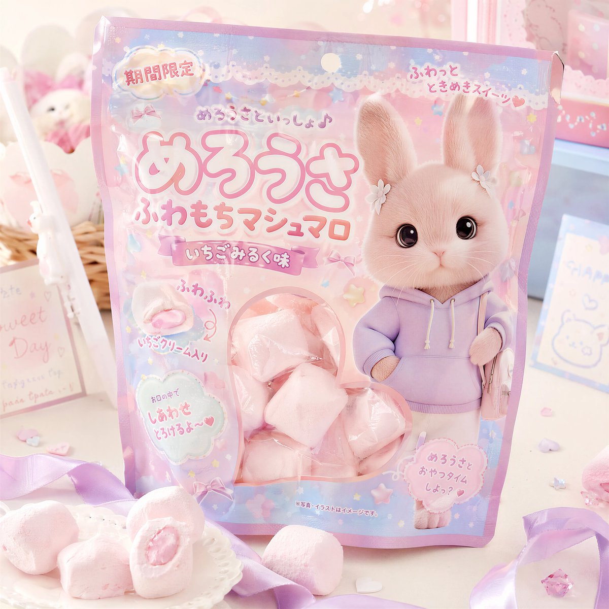 Kawaii Japanese Candy Packaging AI image template preview