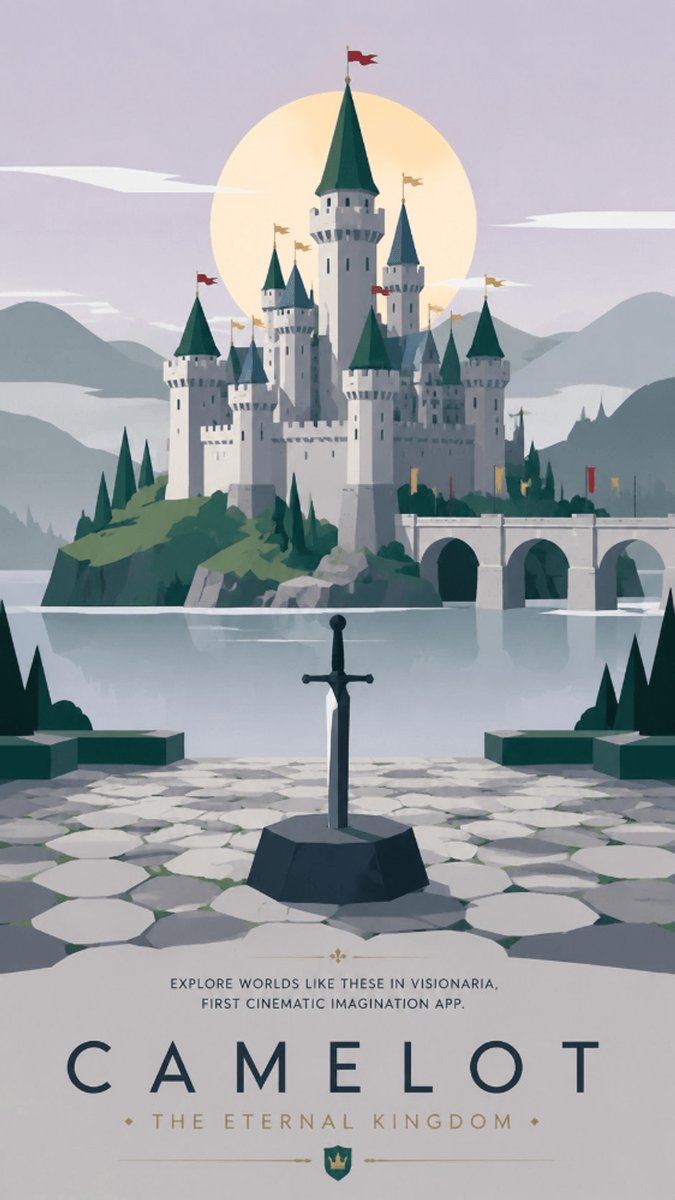 Camelot Fantasy Travel Poster AI image template preview