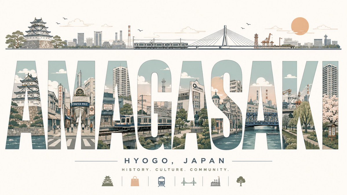 Retro Amagasaki Travel Poster AI image template preview