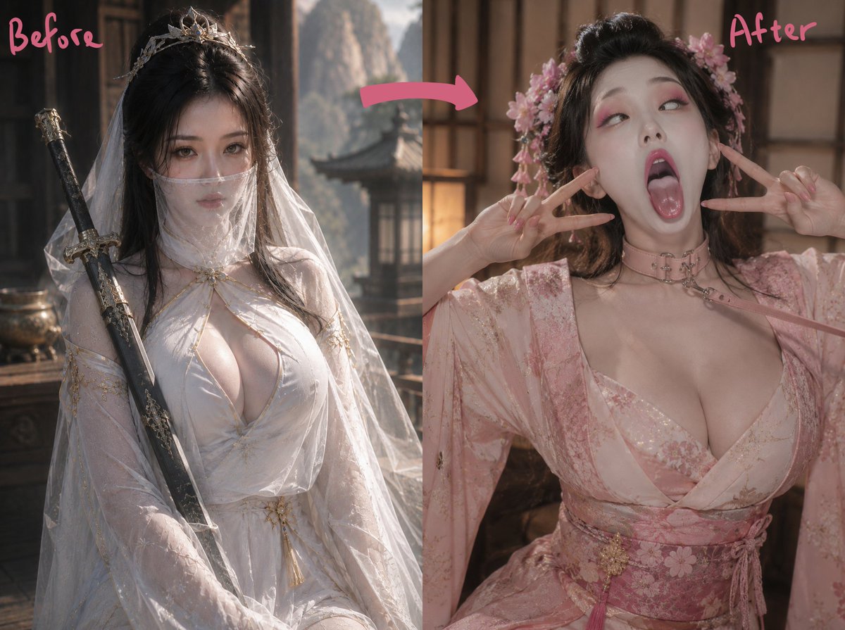 Ancient Fantasy Before After Diptych AI image template preview