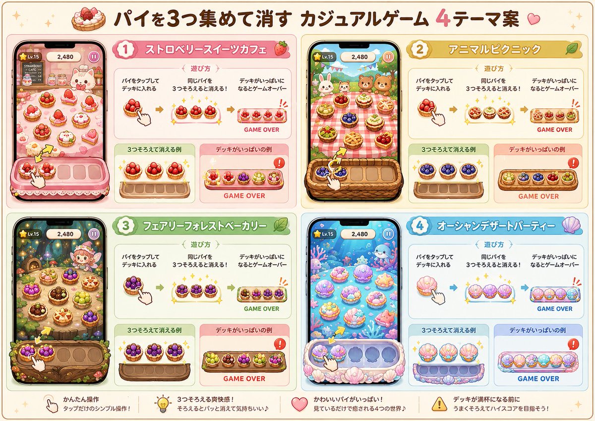 Four Theme Pie Puzzle Game Sheet AI image template preview