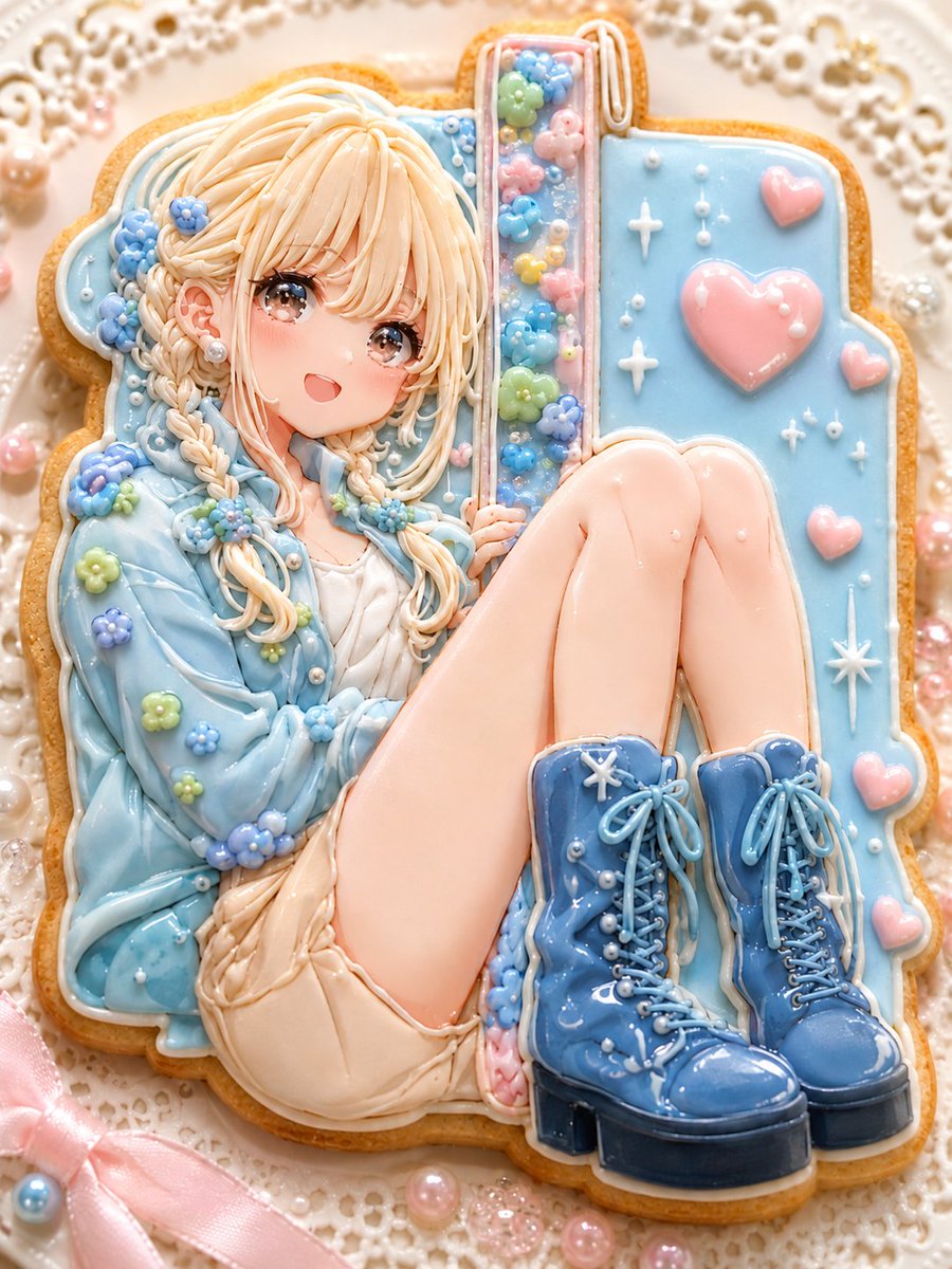Kawaii Anime Icing Cookie AI image template preview