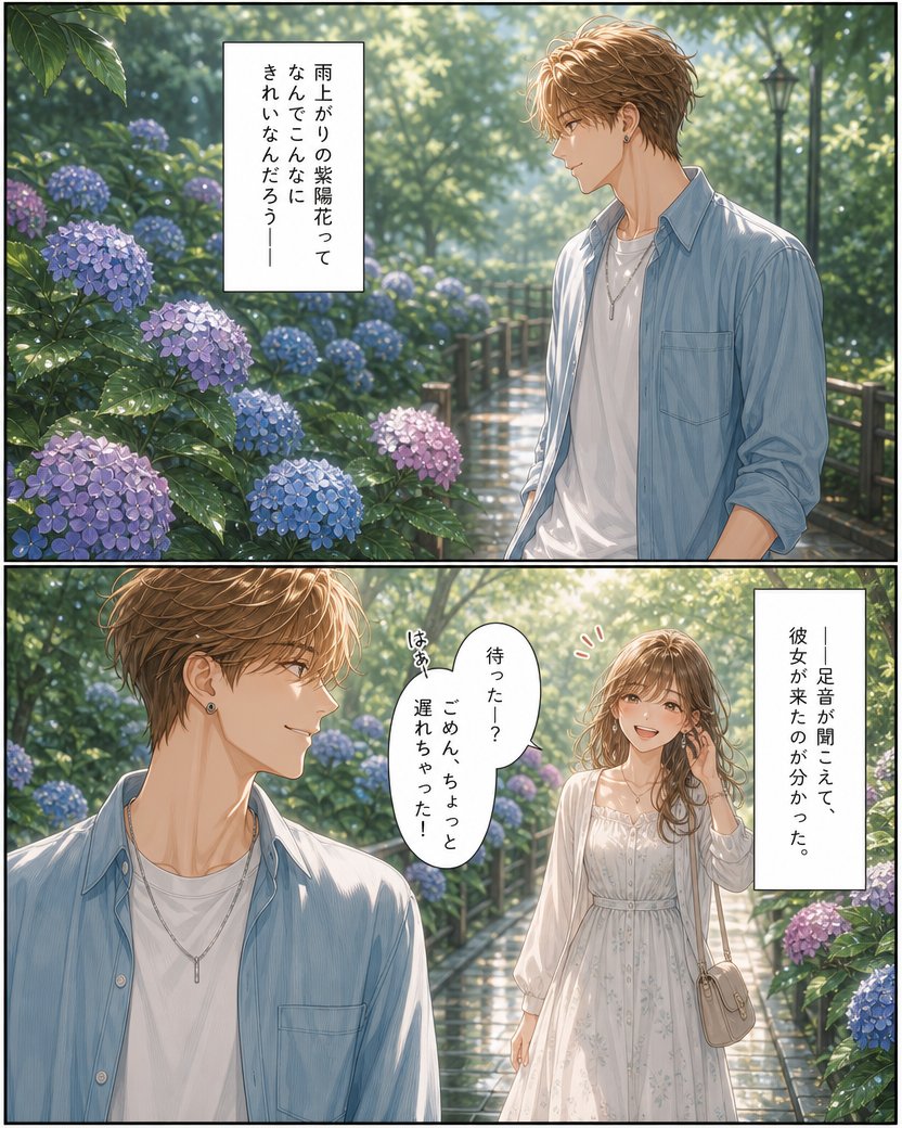 Rainy Hydrangea Romance Manga AI image template preview