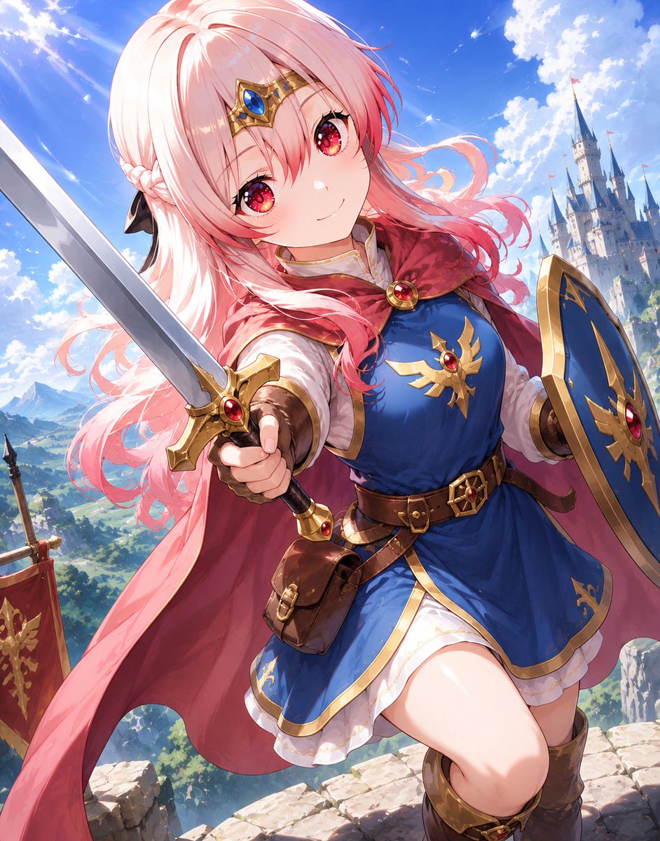 Pink-Haired Anime Female Hero AI image template preview