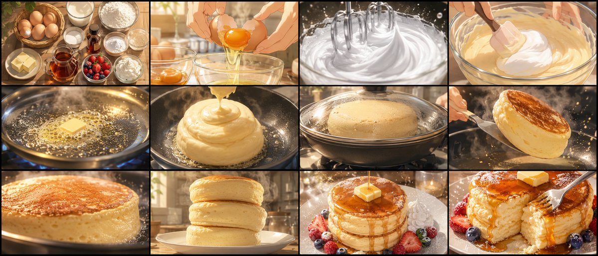 Soufflé Pancake Anime Storyboard AI image template preview