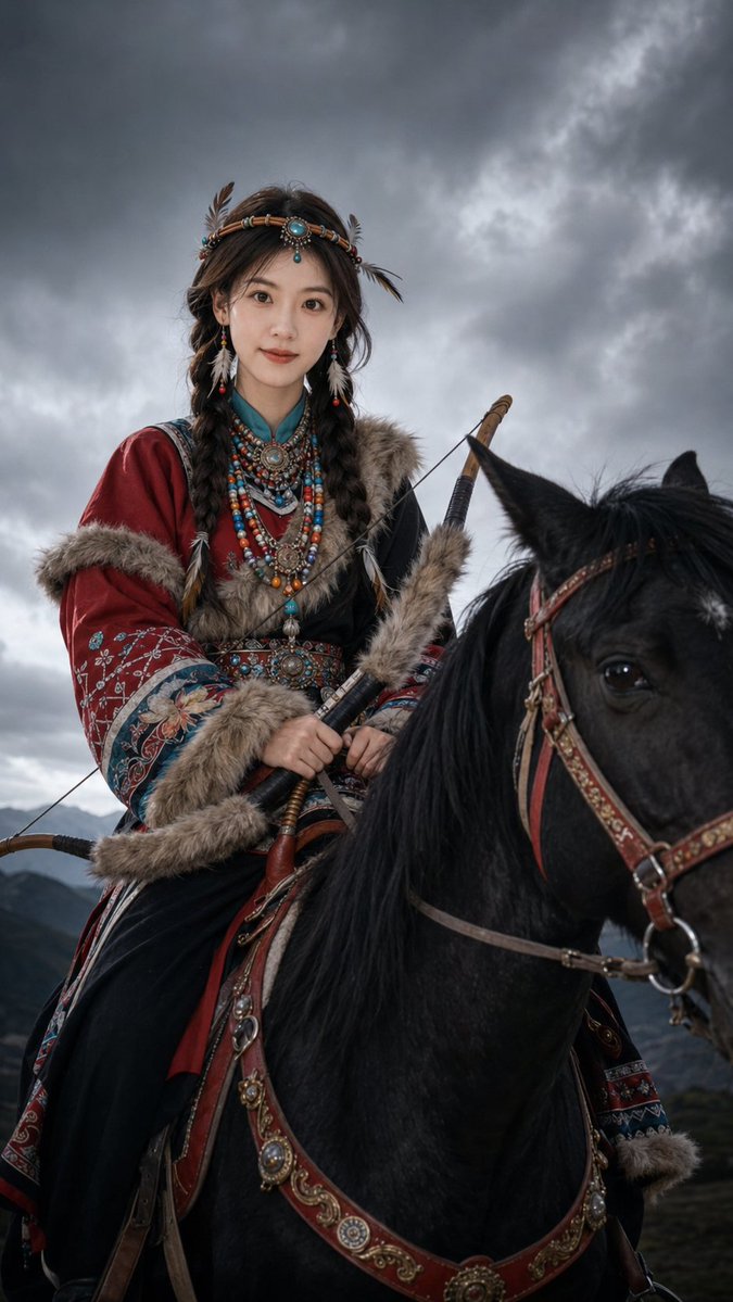 Nomadic Archer Cinematic Editorial Portrait AI image template preview