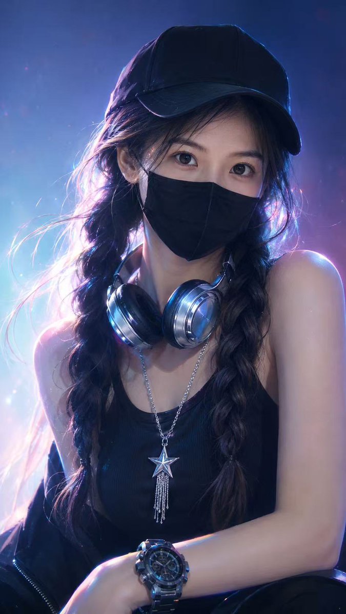 Neon Cyber Streetwear Portrait AI image template preview