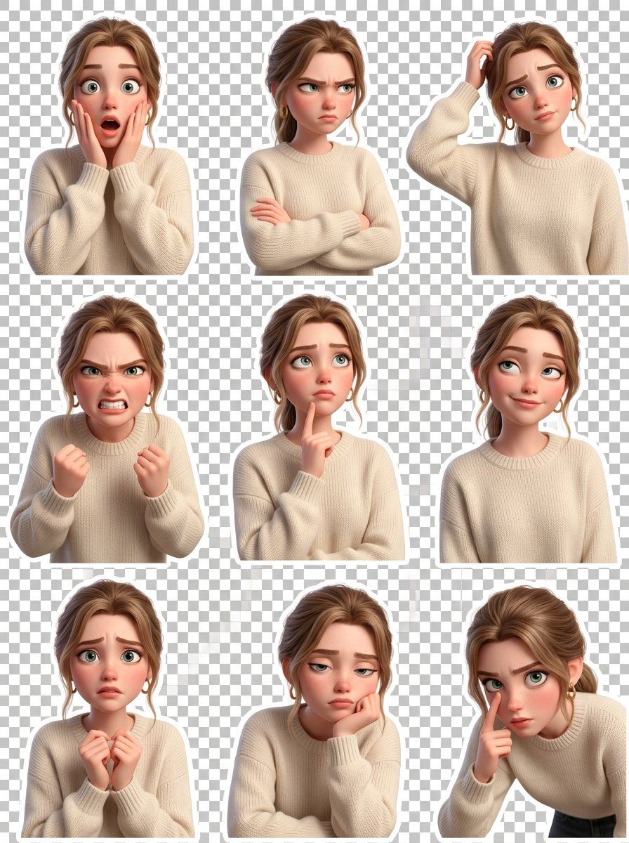 Pixar Style 3D Emoji Sticker Pack example 3