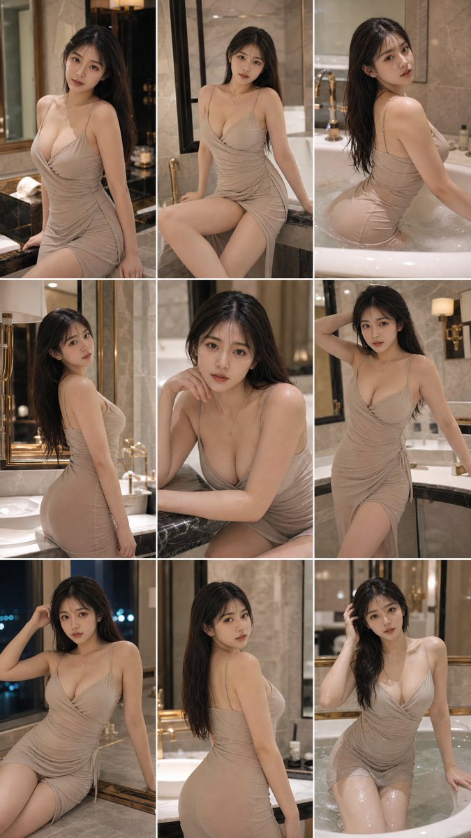 Elegant Bathroom Portrait Grid AI image template preview