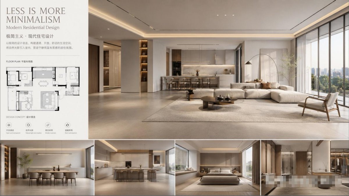 Modern Minimalist Interior Design Showcase AI image template preview