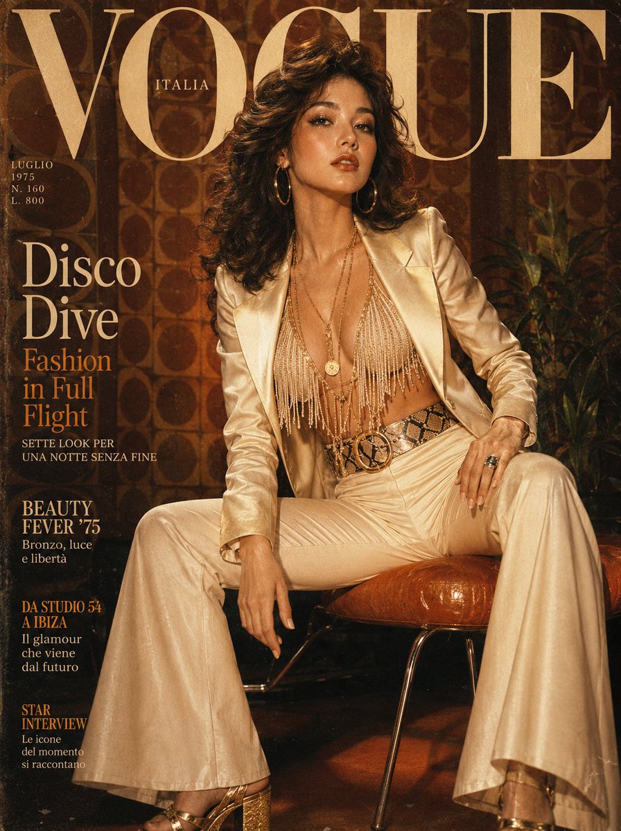 Retro 1970s Editorial Magazine Cover AI image template preview