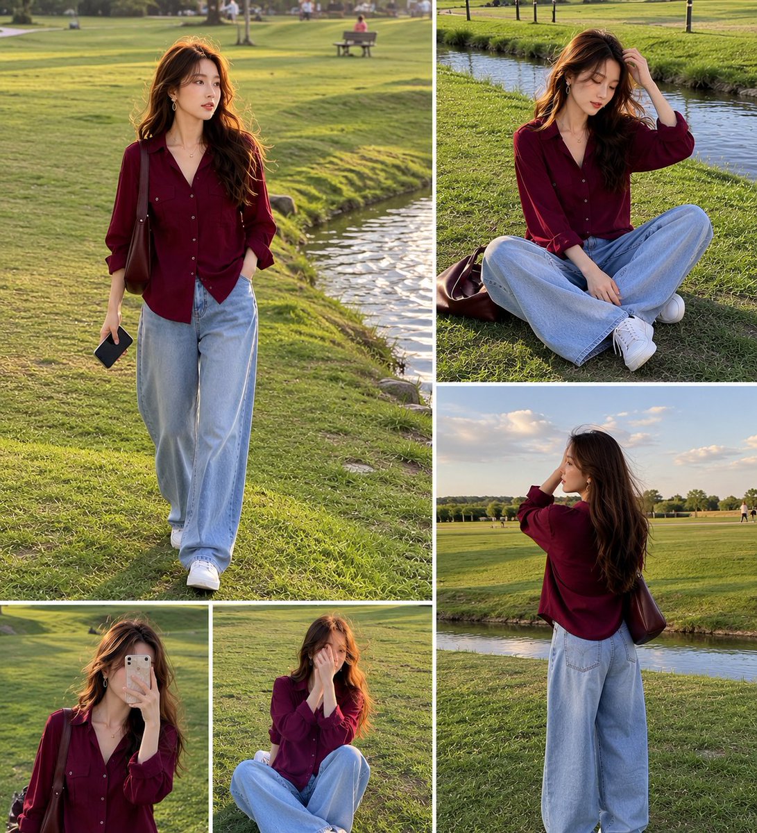 Lifestyle Fashion Collage of a Young Woman AI image template preview