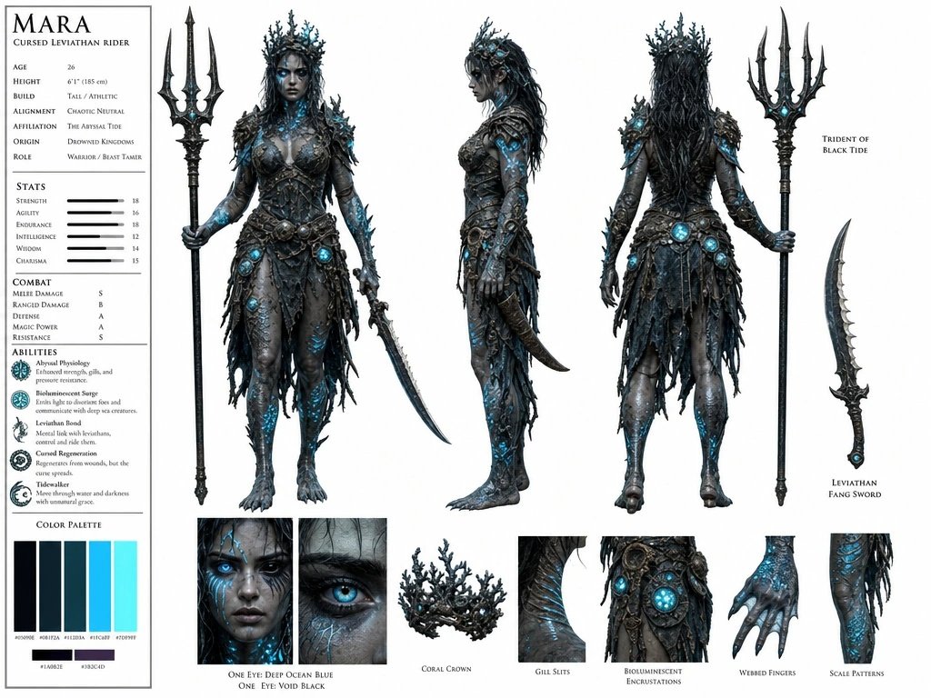 Cursed Sea Leviathan Rider AI image template preview