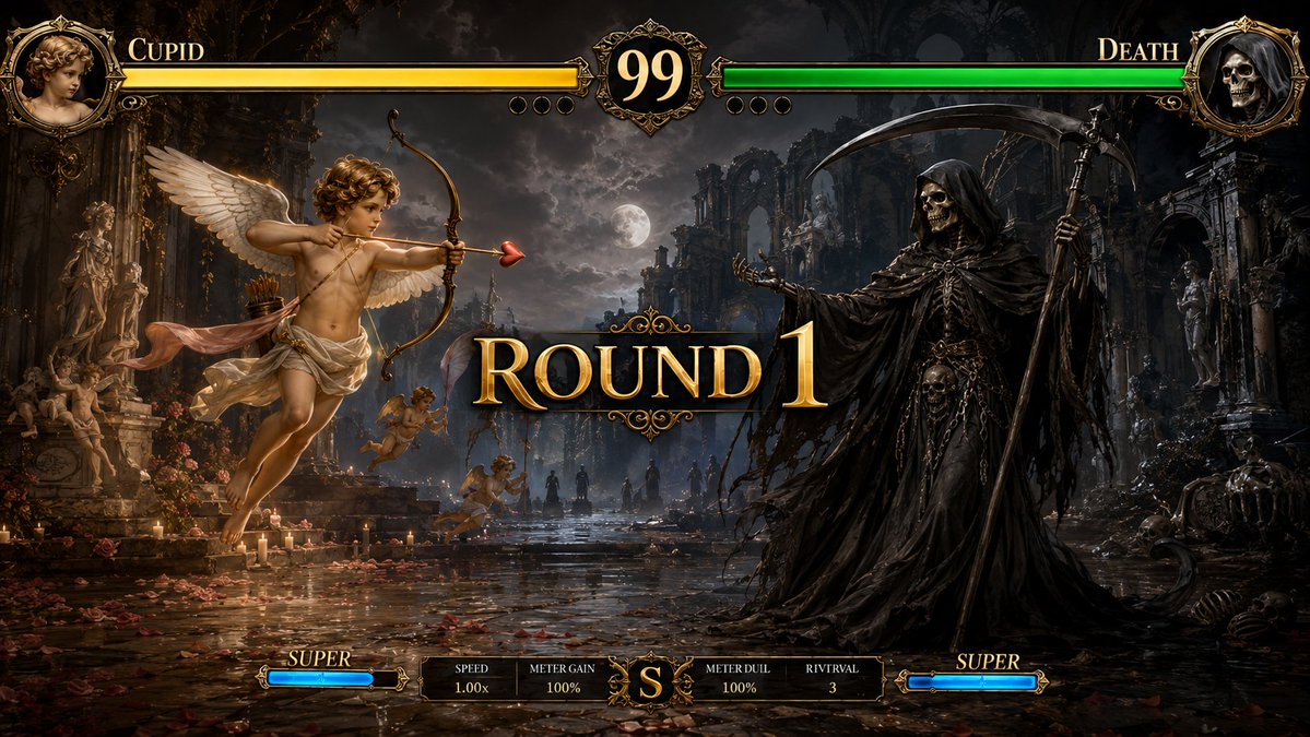 Mythological Fighting Game Versus Screen AI image template preview