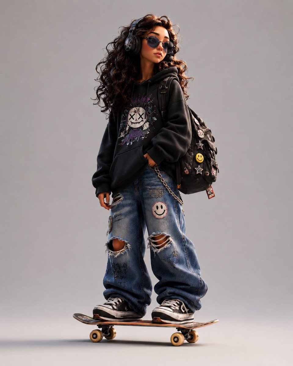 Stylized Urban 3D Skater Character AI image template preview