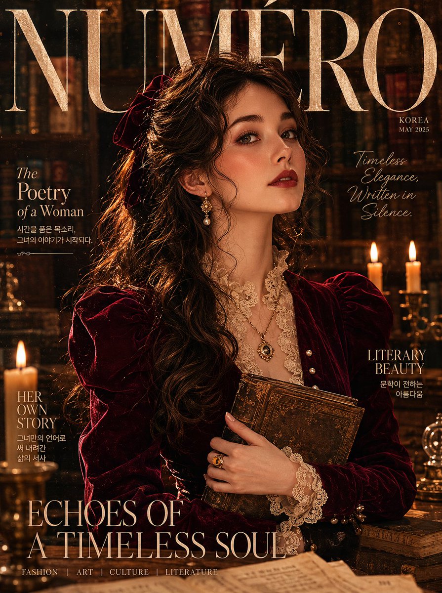 Burgundy Velvet Literary Magazine Cover AI image template preview