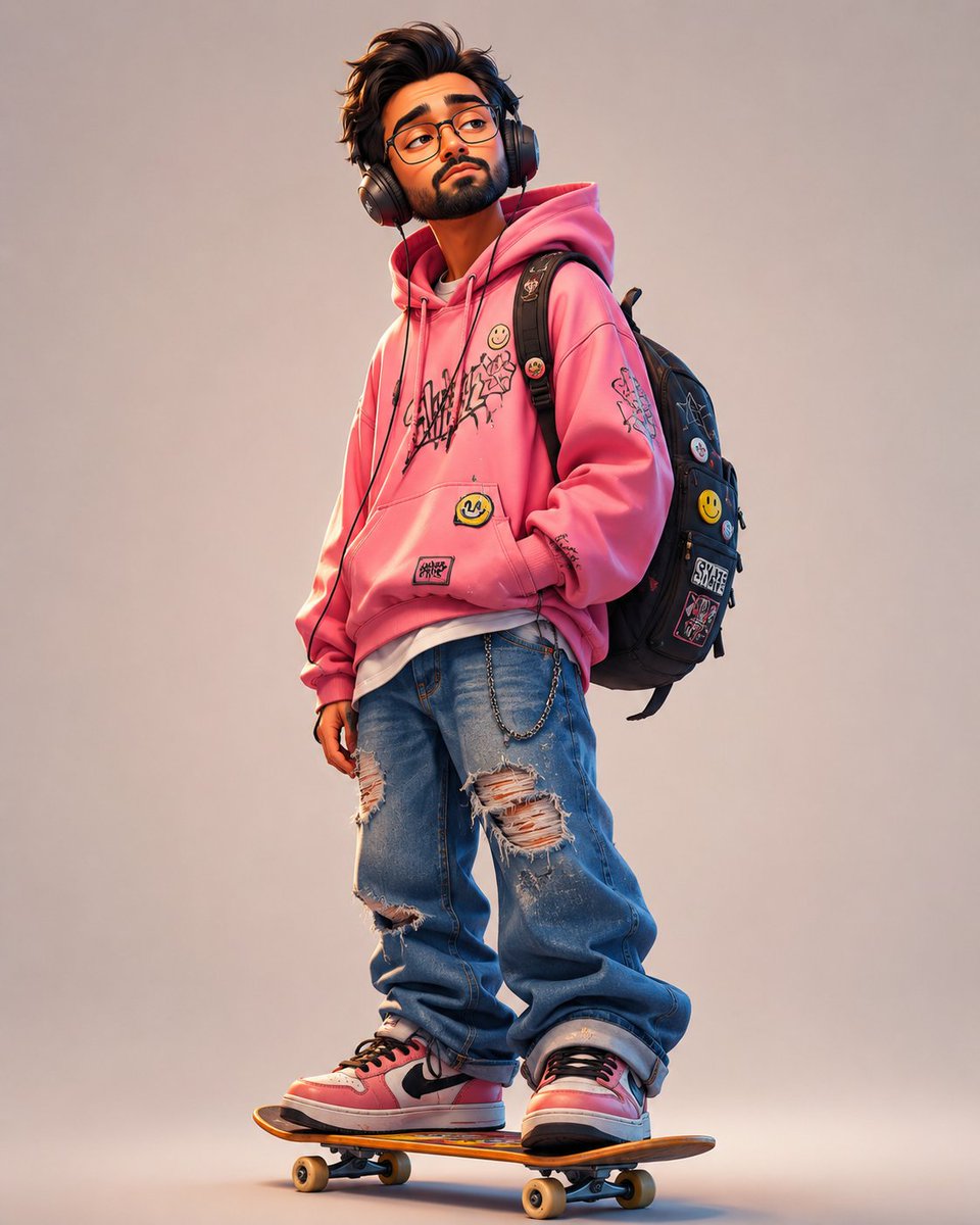 Anonymous Pink Hoodie Skater AI image template preview