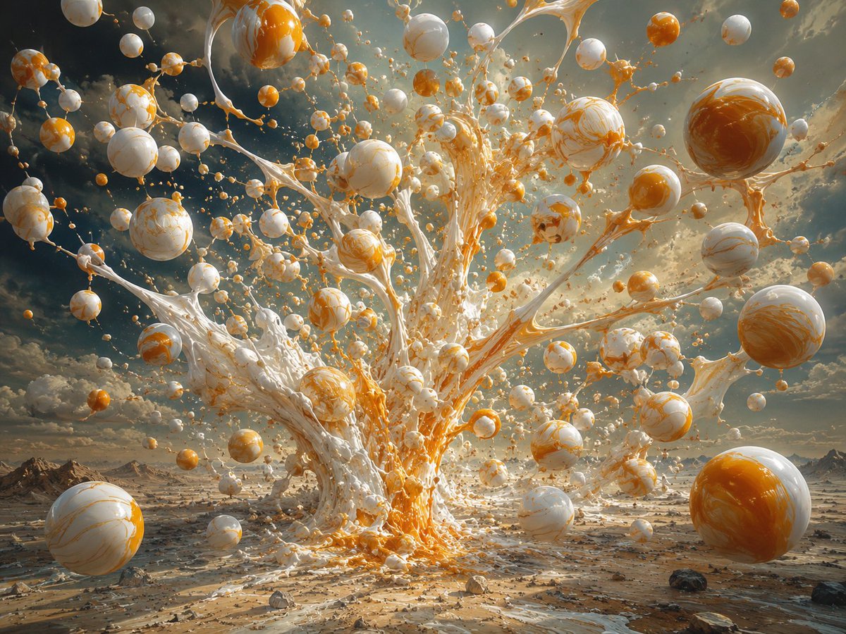 Surreal Orange White Liquid Explosion AI image template preview