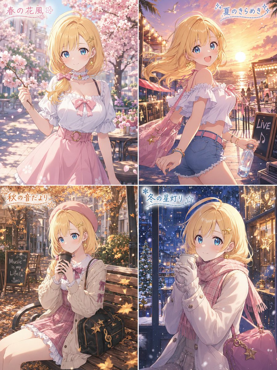 Four Seasons Anime Girl Collage example 2