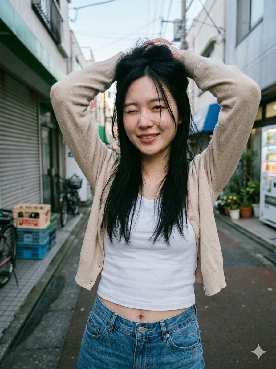 Blurred Face Japanese Alley Portrait AI image template preview