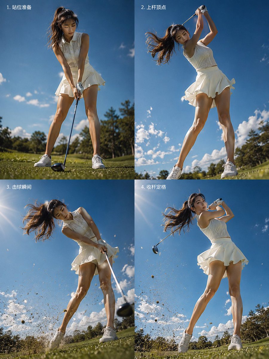 Four-Panel Golf Swing Sequence AI image template preview