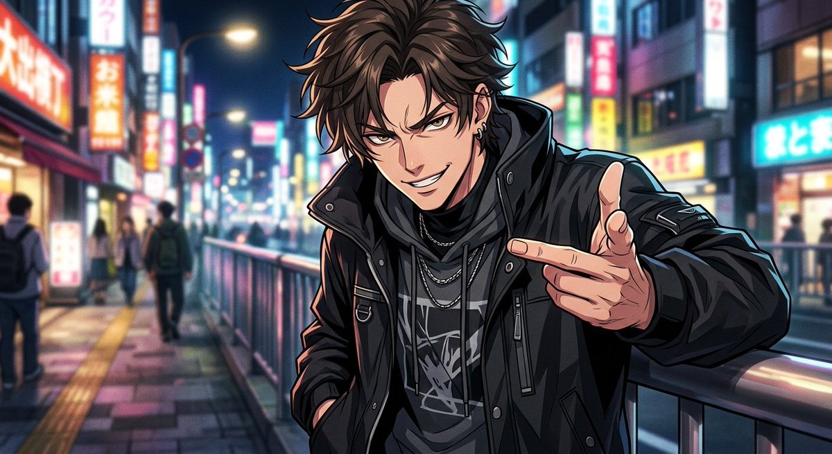 Neon Anime Streetwear Portrait AI image template preview