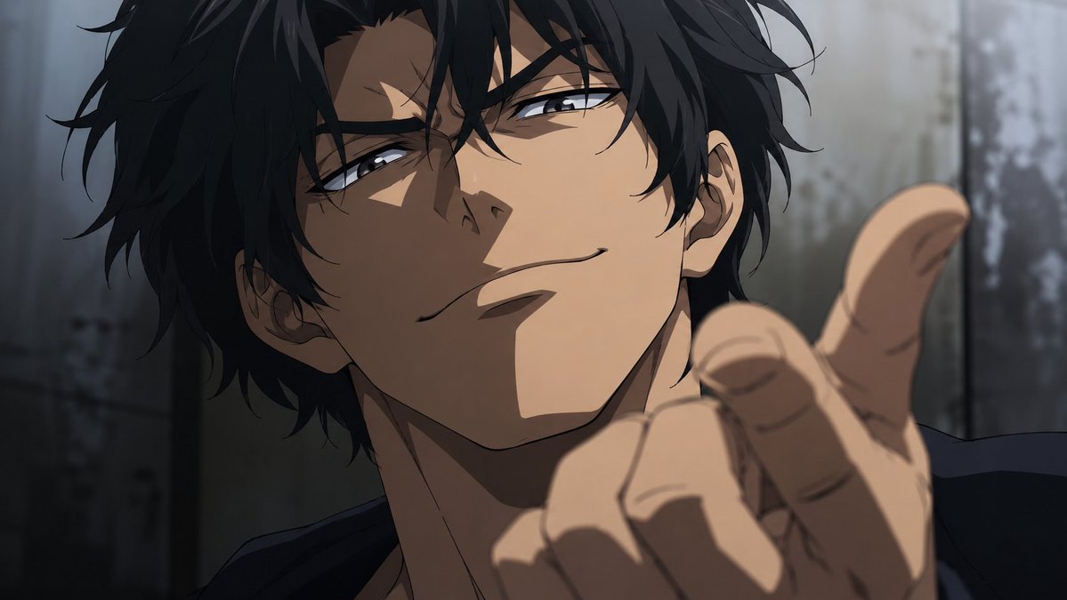 Smirking Anime Man Close-Up AI image template preview