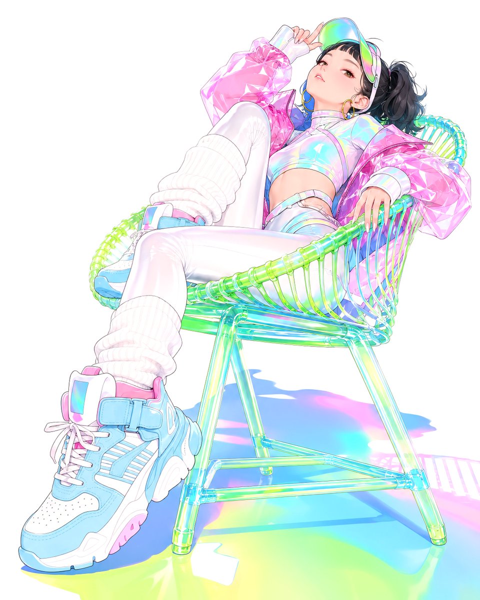 Y2K Holographic Anime Chair Fashion AI image template preview