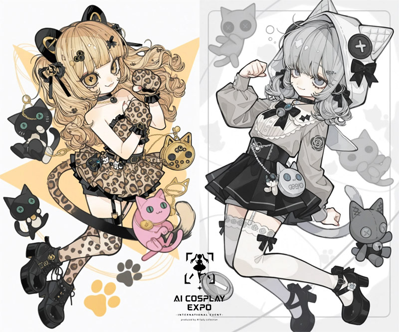 AI Cosplay Expo Cat Girls AI image template preview
