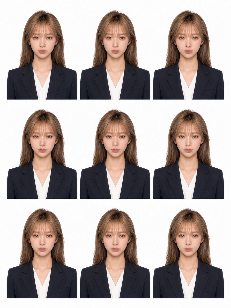 Nine-Photo ID Portrait Sheet AI image template preview
