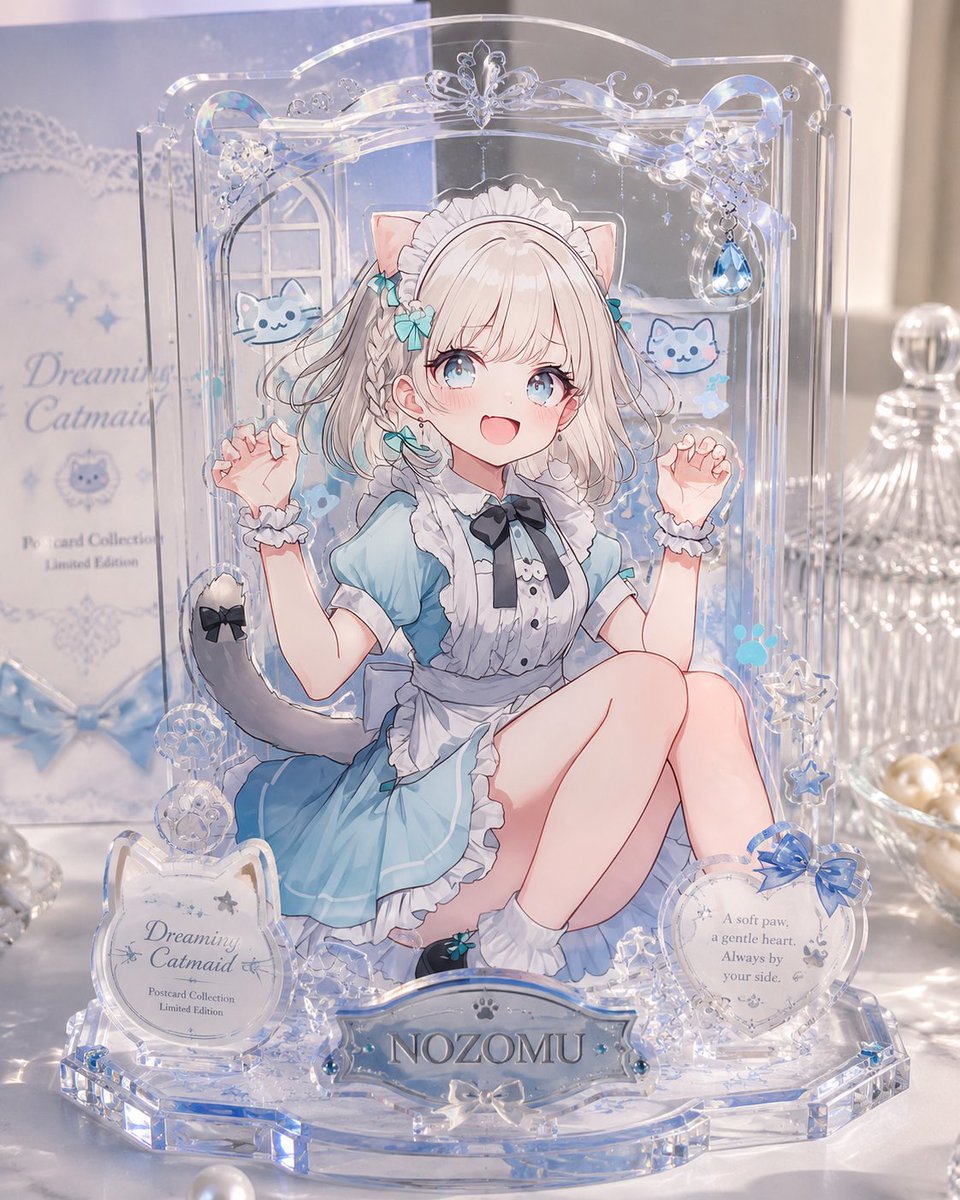 Layered Acrylic Catmaid Postcard Display AI image template preview