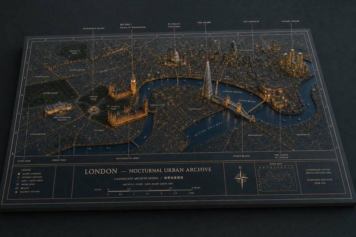 London Nocturnal Urban Archive Diorama AI image template preview
