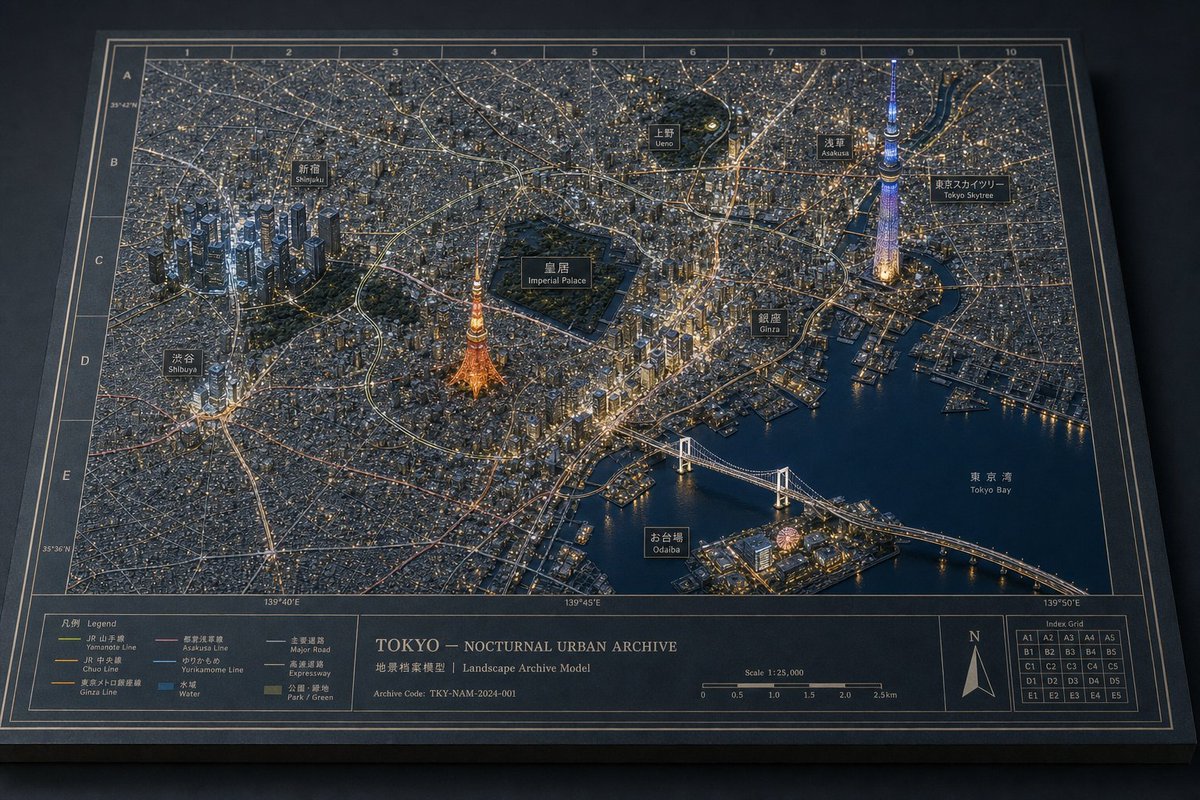 Tokyo Nocturnal Urban Archive AI image template preview