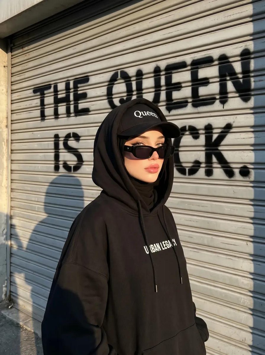 Edgy Street-Style Hijabi Portrait AI image template preview
