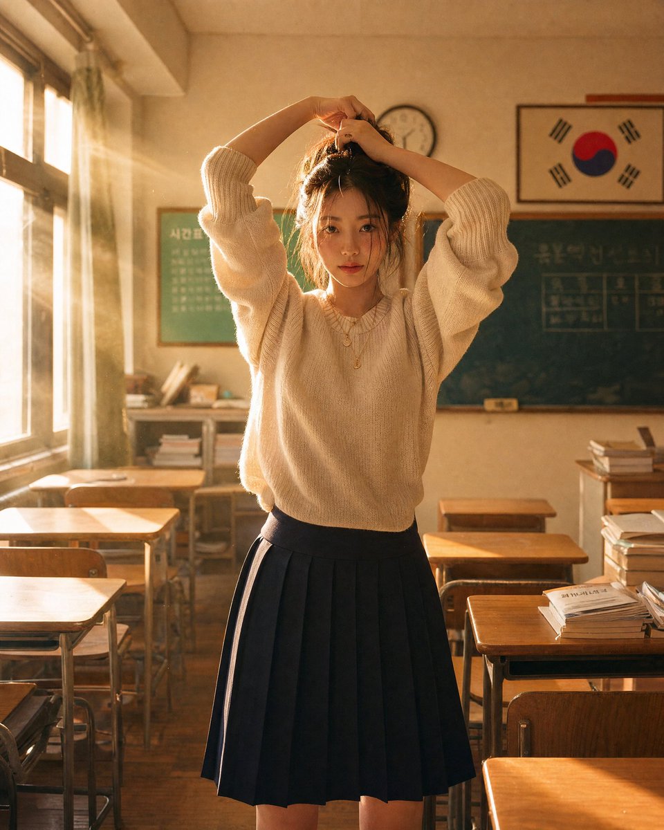 Korean Classroom Aesthetic Portrait AI image template preview