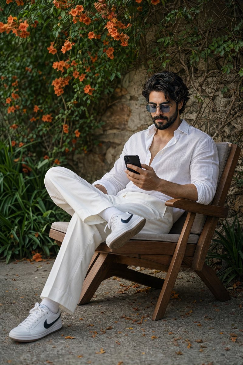 Stylish Man Garden Portrait AI image template preview
