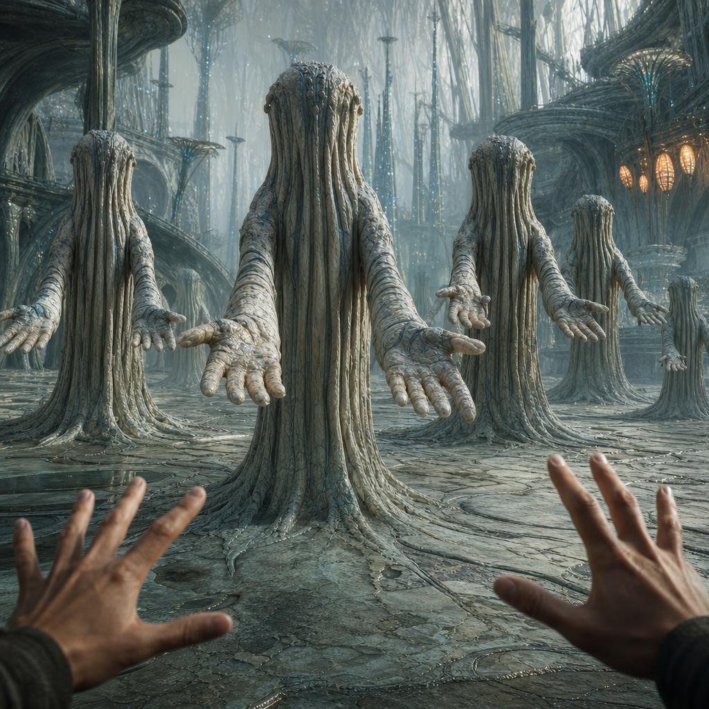 First-Person Alien Tree Beings AI image template preview