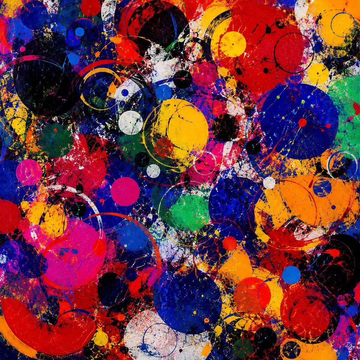 Vibrant Abstract Circle Splatter Art AI image template preview