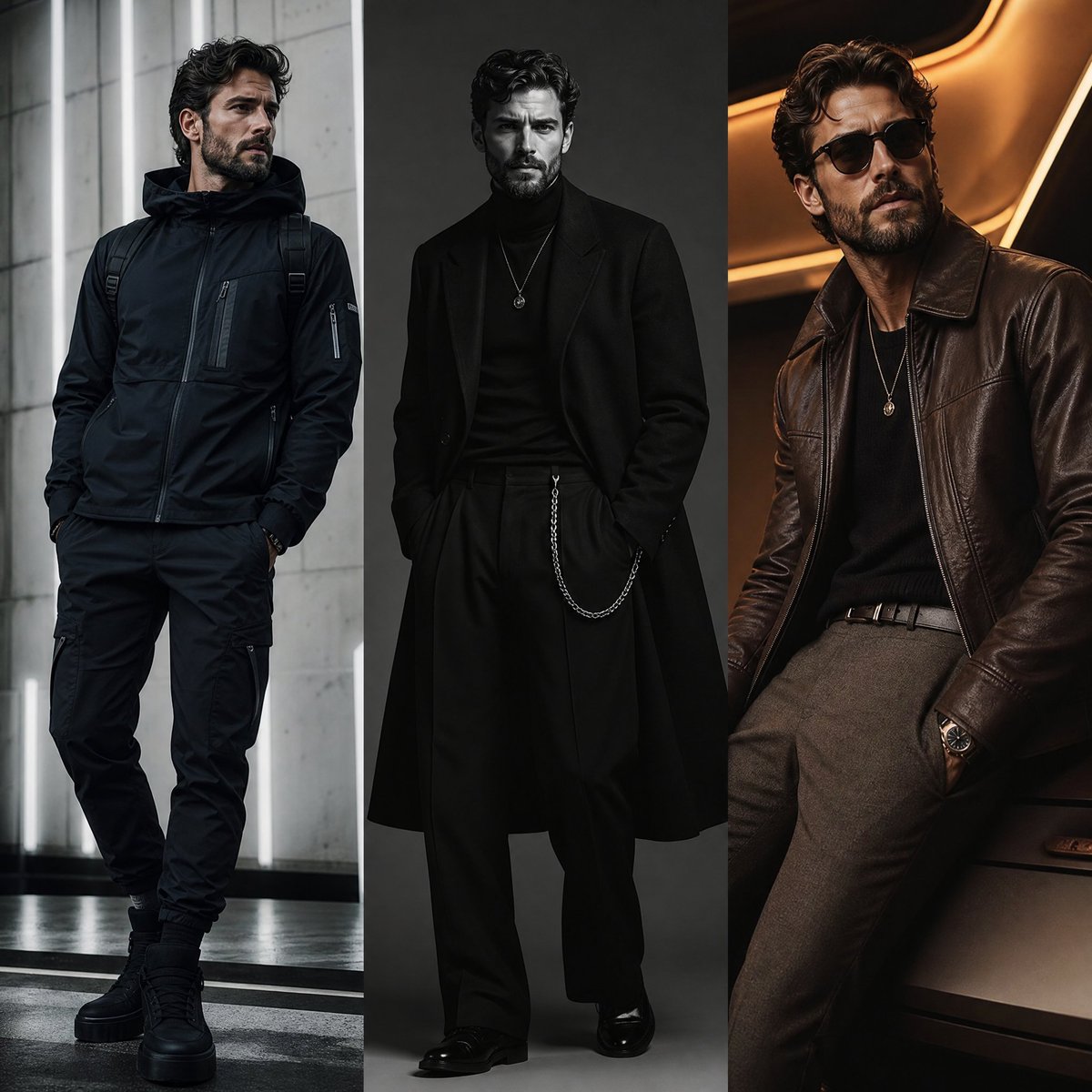 Three-Panel Fashion Campaign AI image template preview