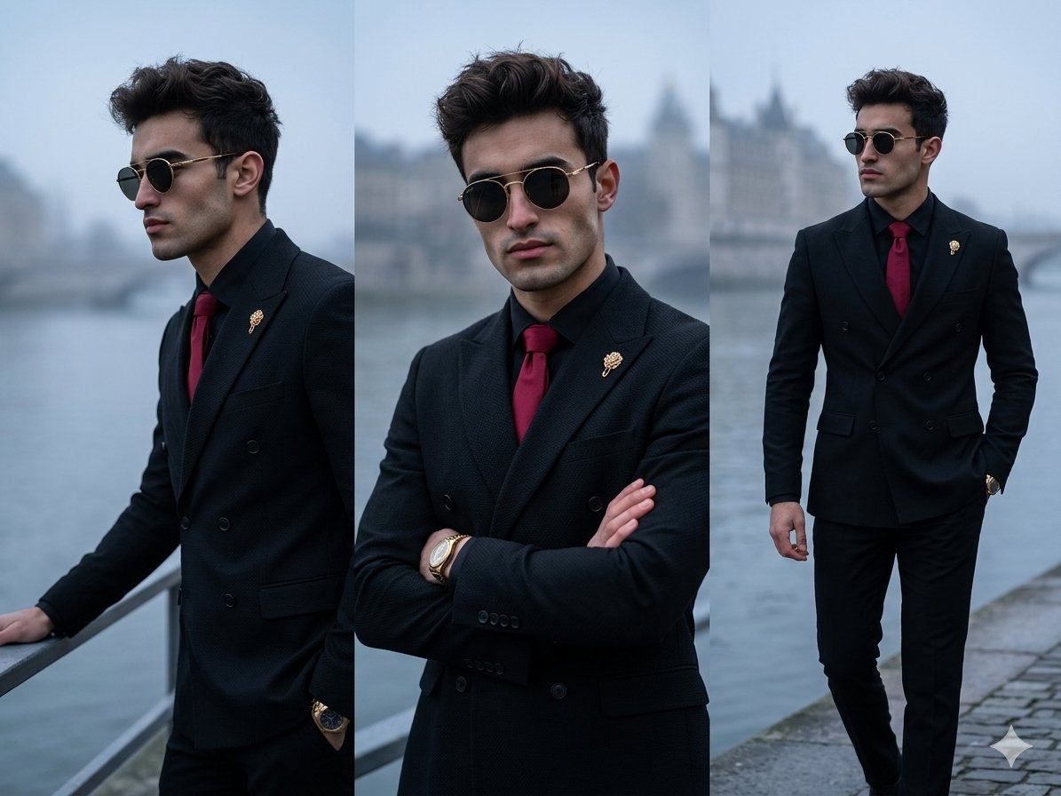 Vertical Panel Menswear Editorial AI image template preview