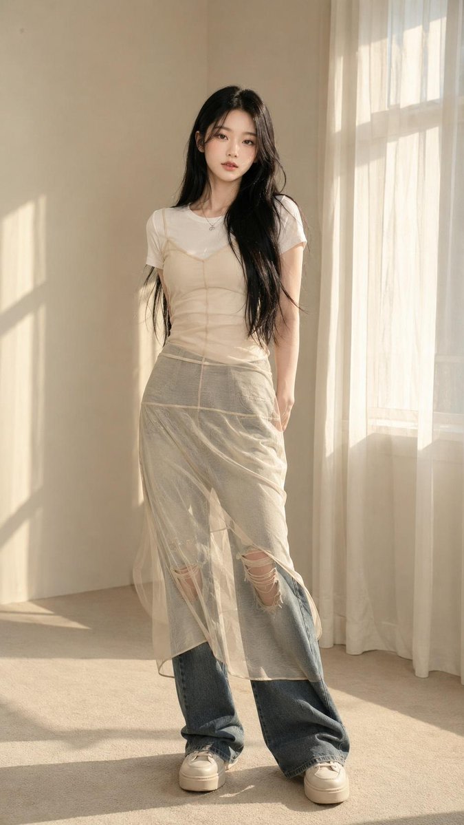 Korean Editorial Fashion Portrait AI image template preview
