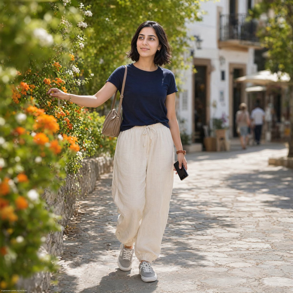Mediterranean Village Street Portrait AI image template preview