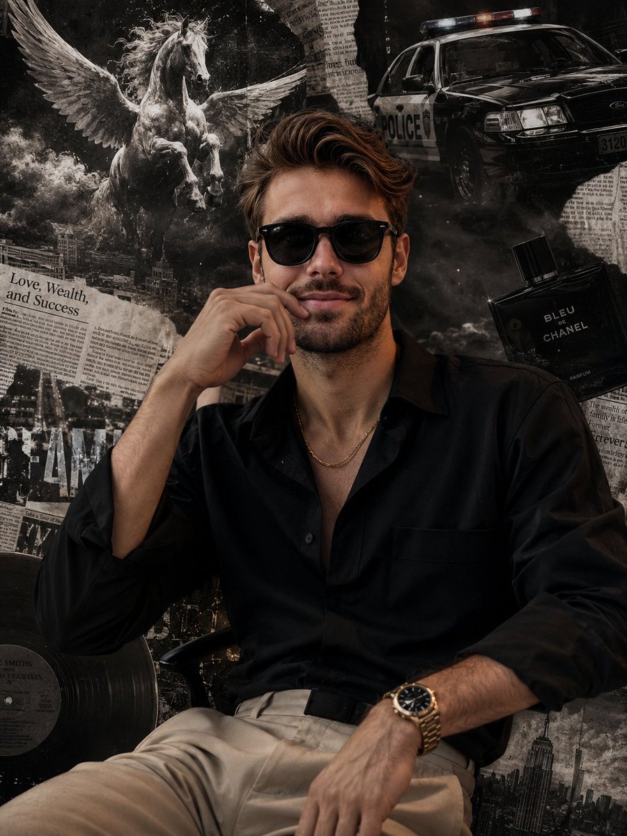 Grunge Collage Fashion Portrait AI image template preview