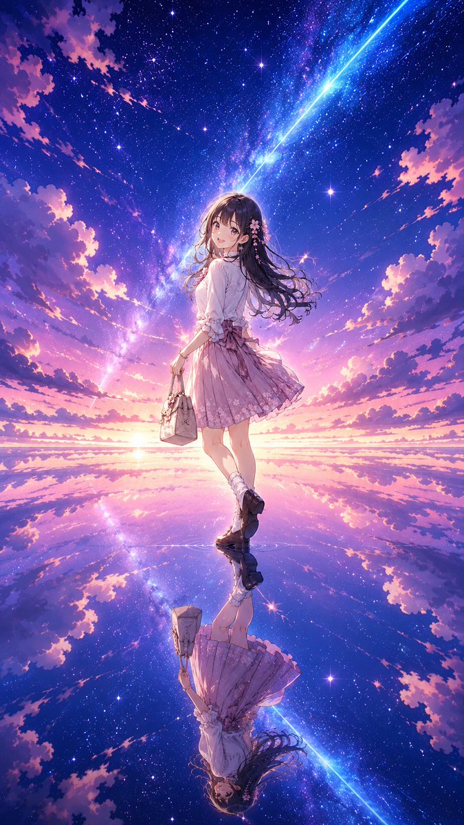 Fantasy Sky Mirror Illustration AI image template preview