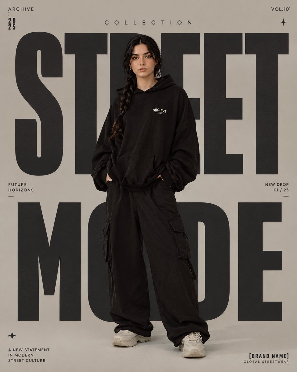 High-Fashion Editorial Magazine Poster AI image template preview