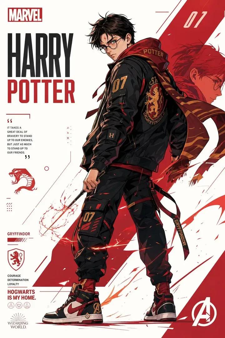 Marvel-Style Harry Potter Poster AI image template preview