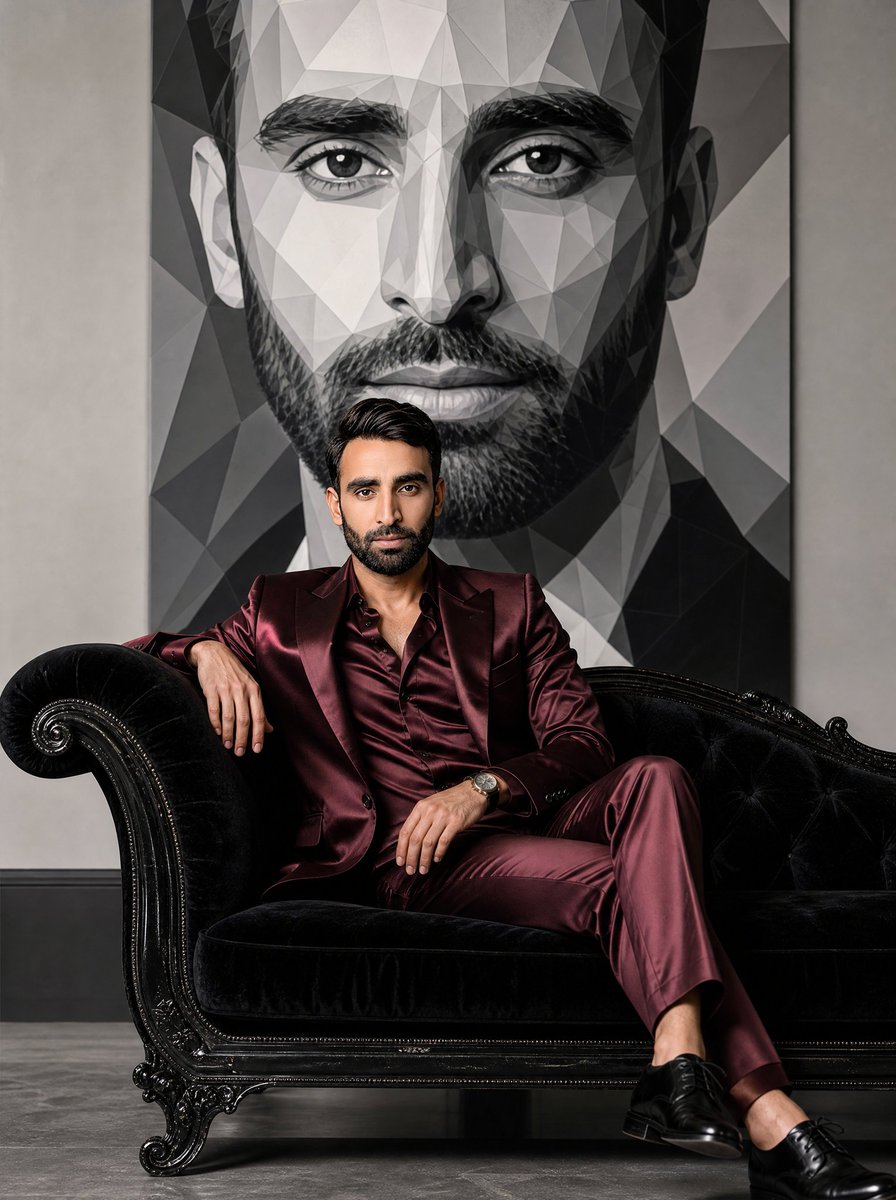 Luxury Fashion Mural Portrait AI image template preview