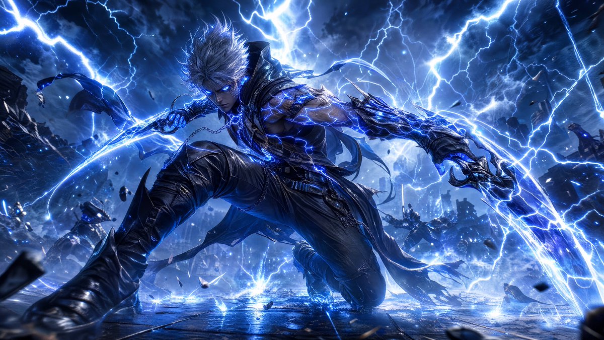 Storm-Born Lightning Rogue Character AI image template preview