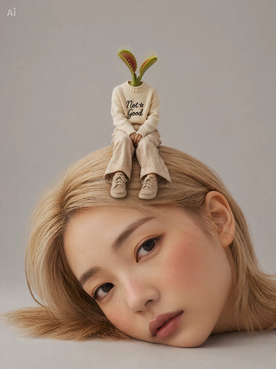Surreal Venus Flytrap Head Figure AI image template preview