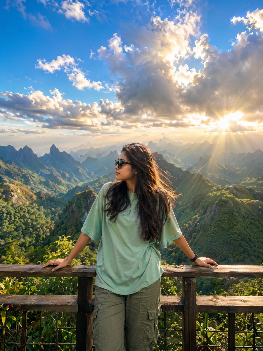 Golden Hour Mountain Viewpoint Portrait example 2